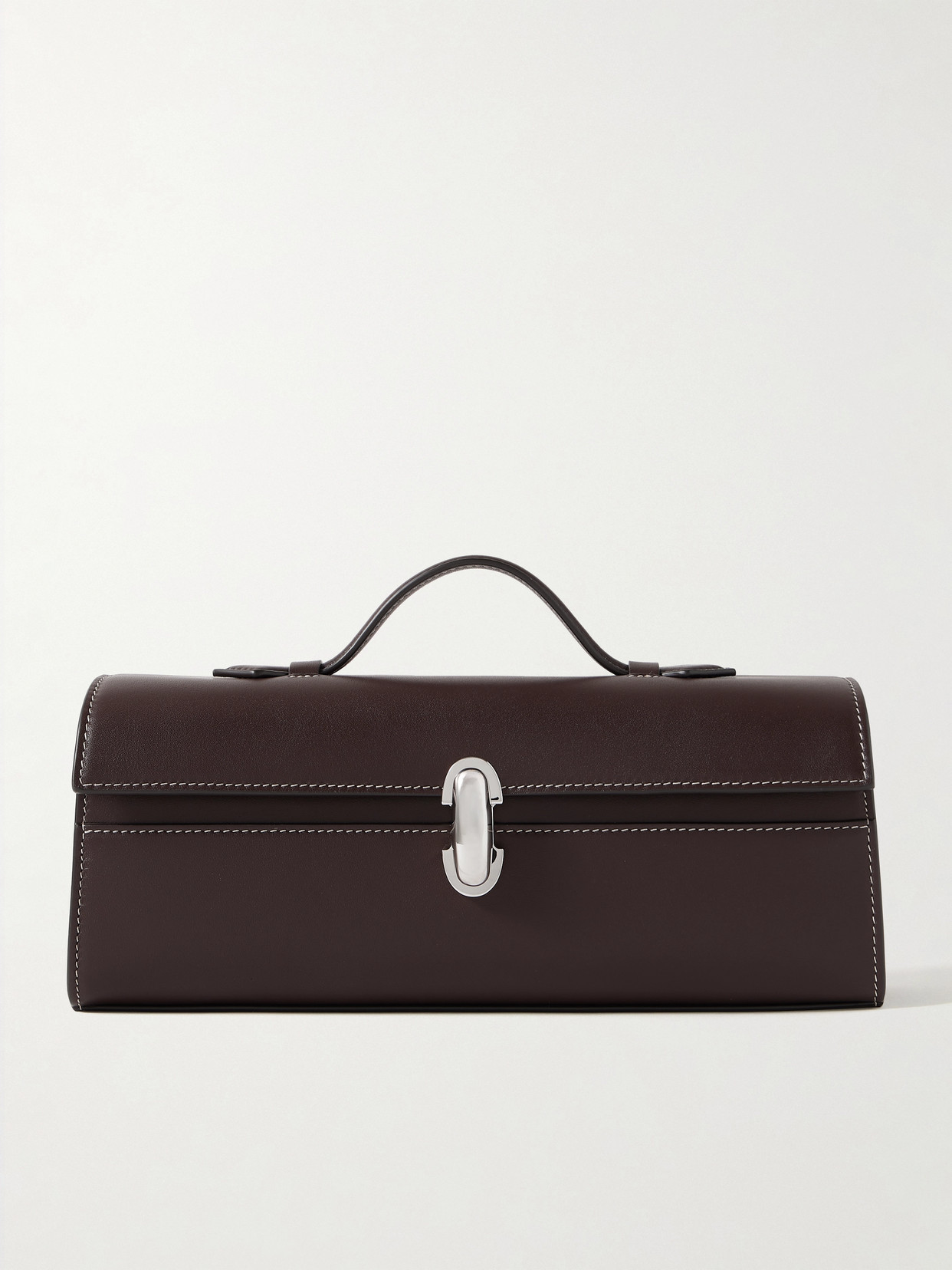 Savette Slim Symmetry Leather Tote In Brown