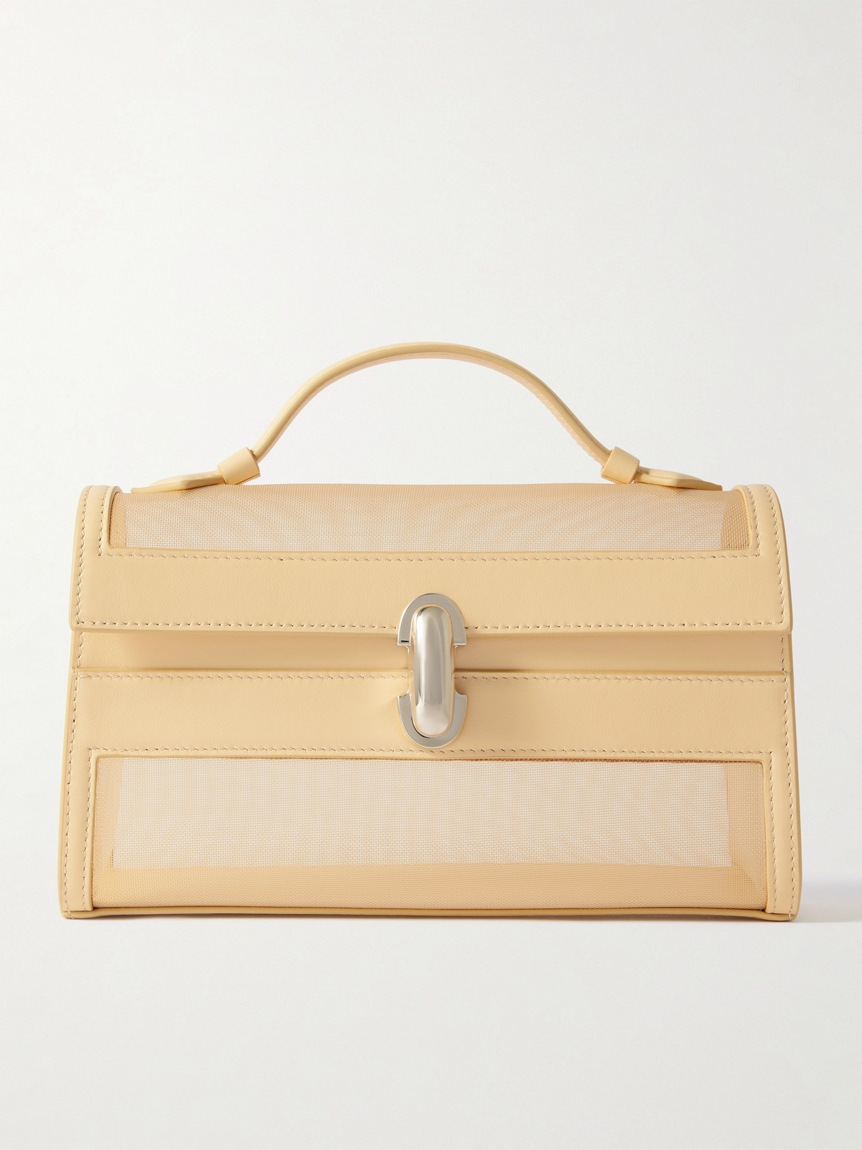 Savette Symmetry Pochette Leather And Mesh Tote In Neutrals