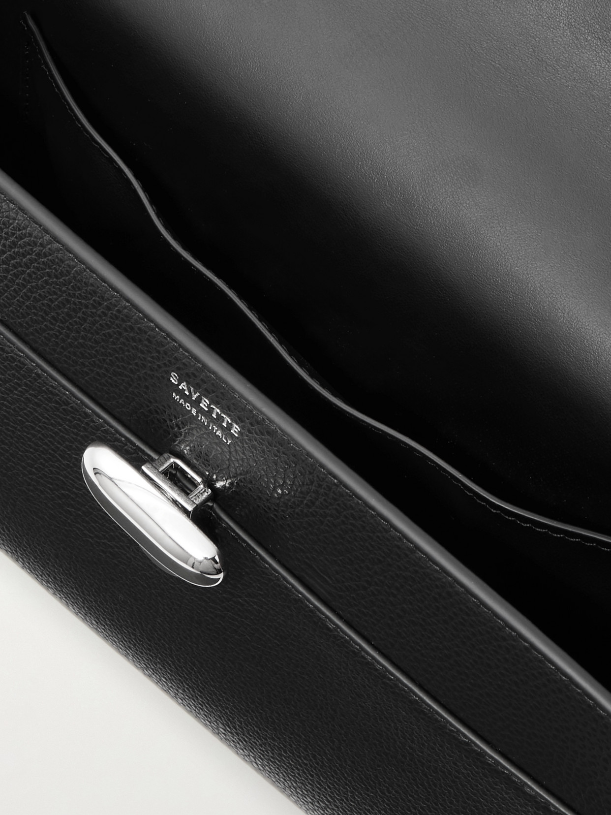 Savette Symmetry Shoulder Bag In Grained Calf Leather In Black