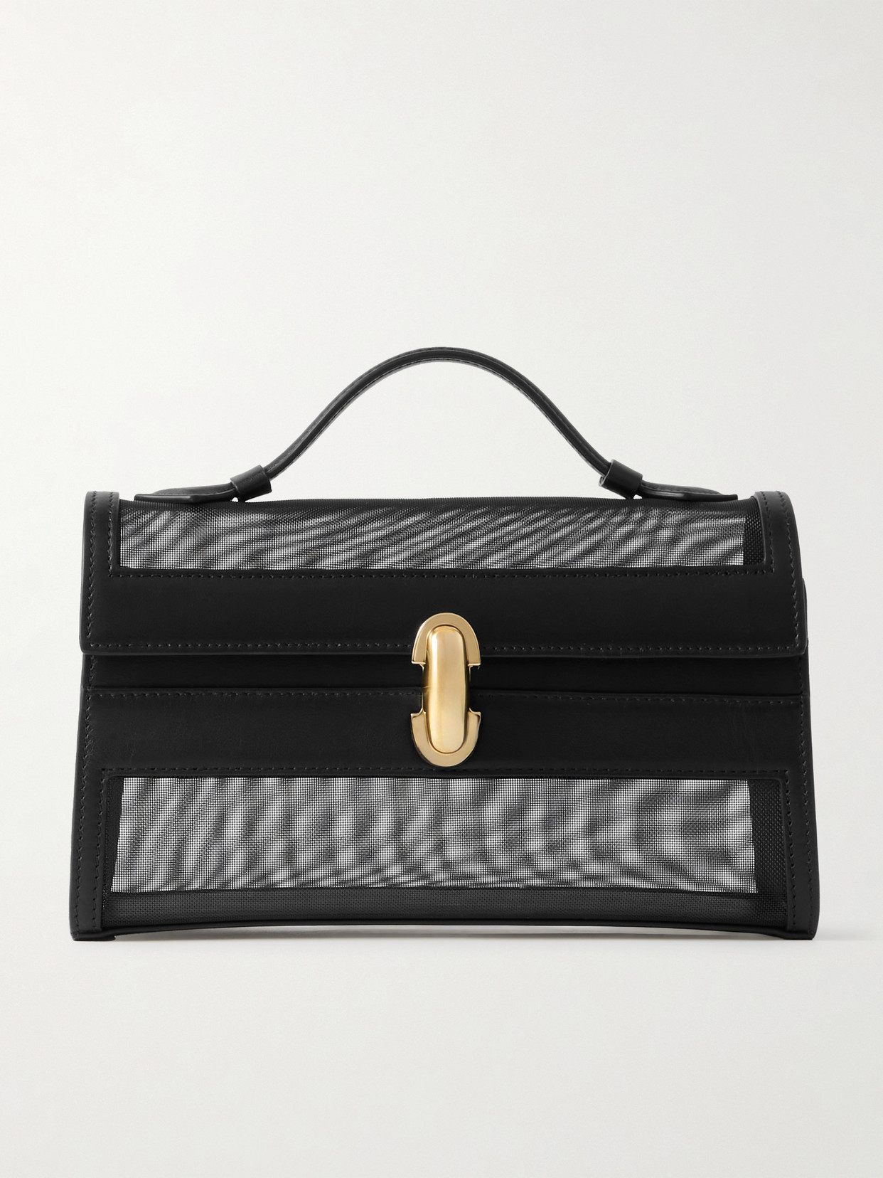 Savette Symmetry Pochette Leather And Mesh Tote In Black