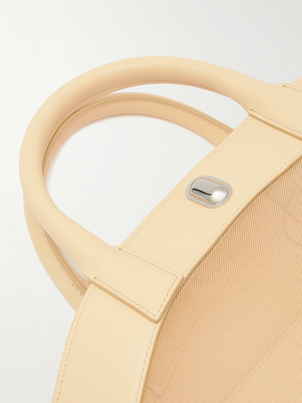 Savette Tondo Leather-trimmed Mesh Tote In Ecru