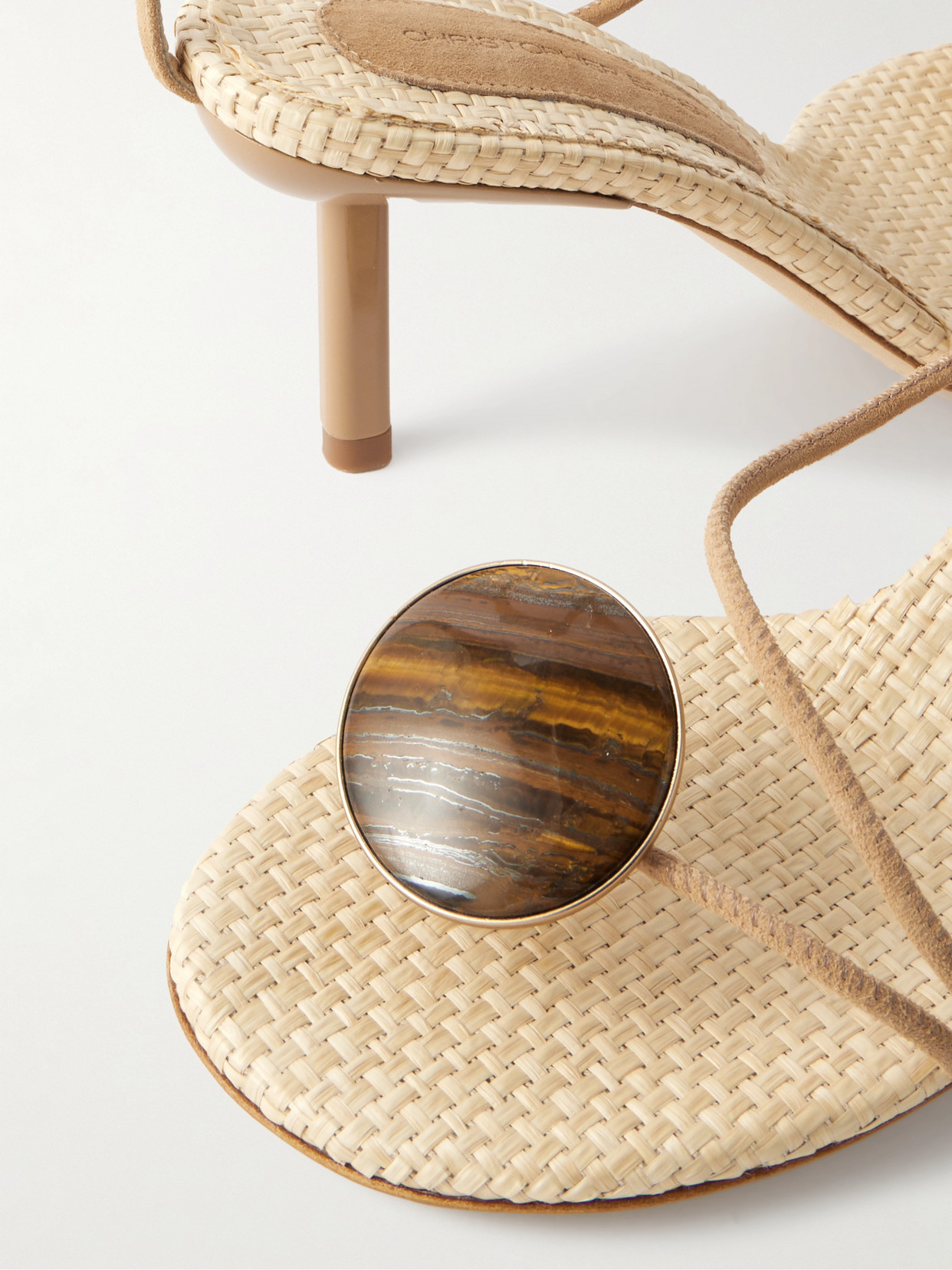 CHRISTOPHER ESBER DOMA STONE-EMBELLISHED SUEDE SANDALS