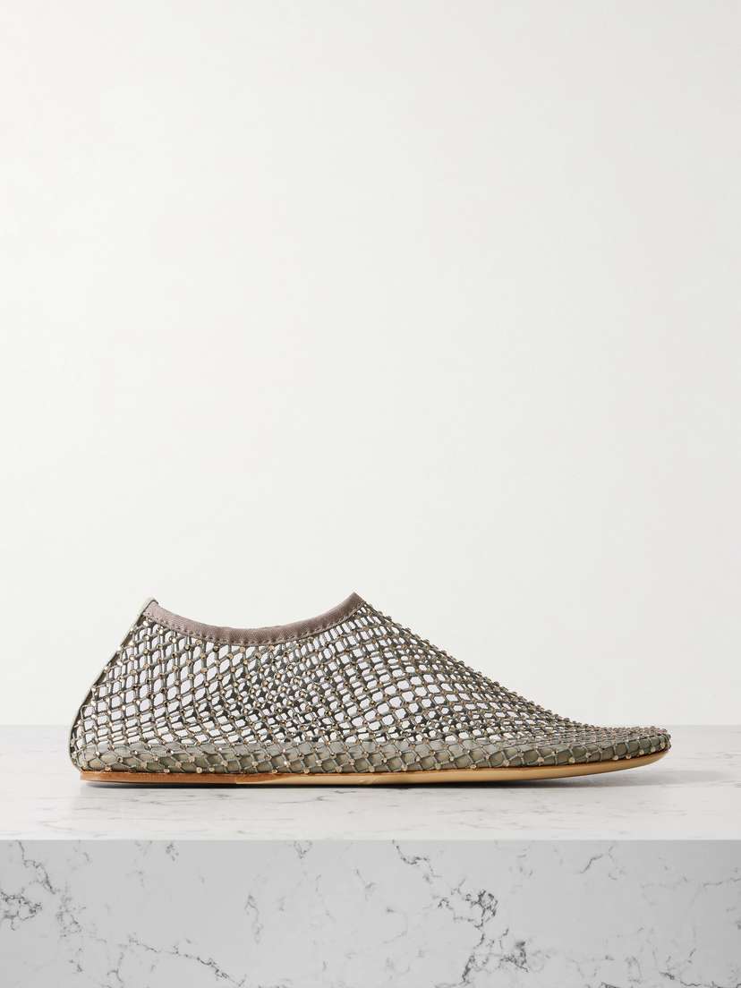 Christopher Esber Minette Crystal-embellished Mesh Ballet Flats
