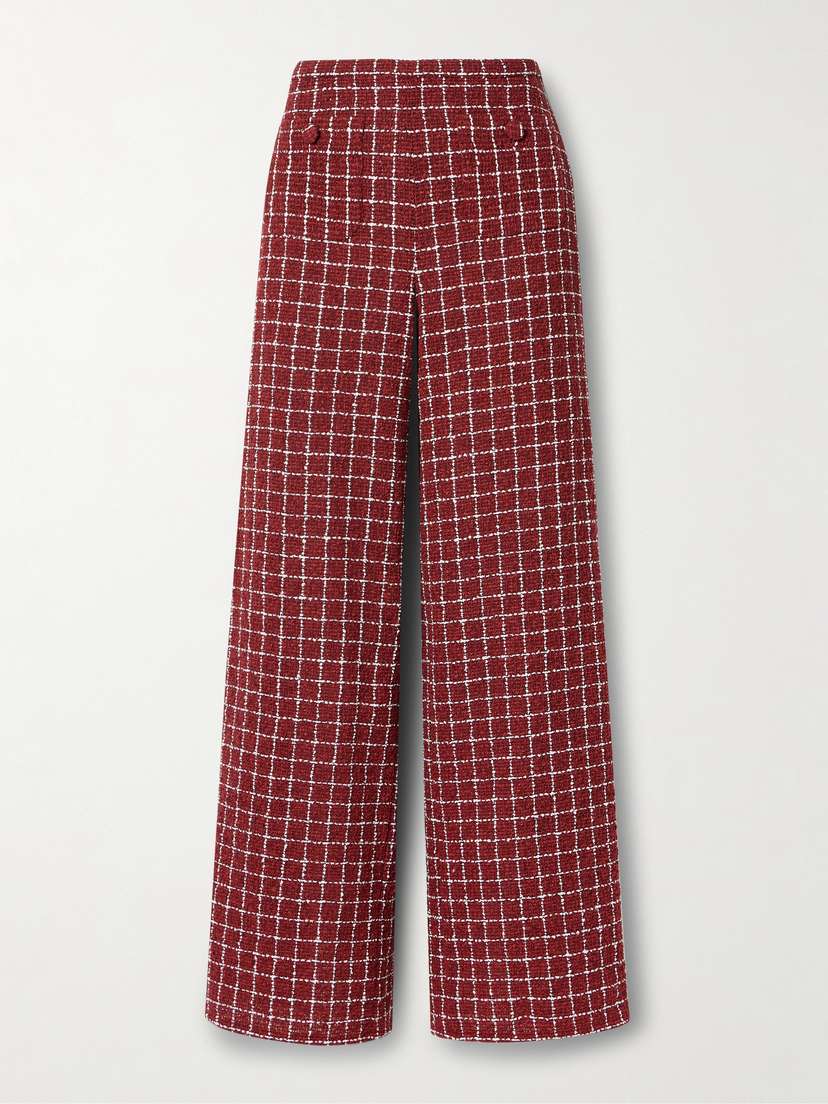 LIBEROWE Amelia Checked Bouclé-tweed Wide-leg Pants