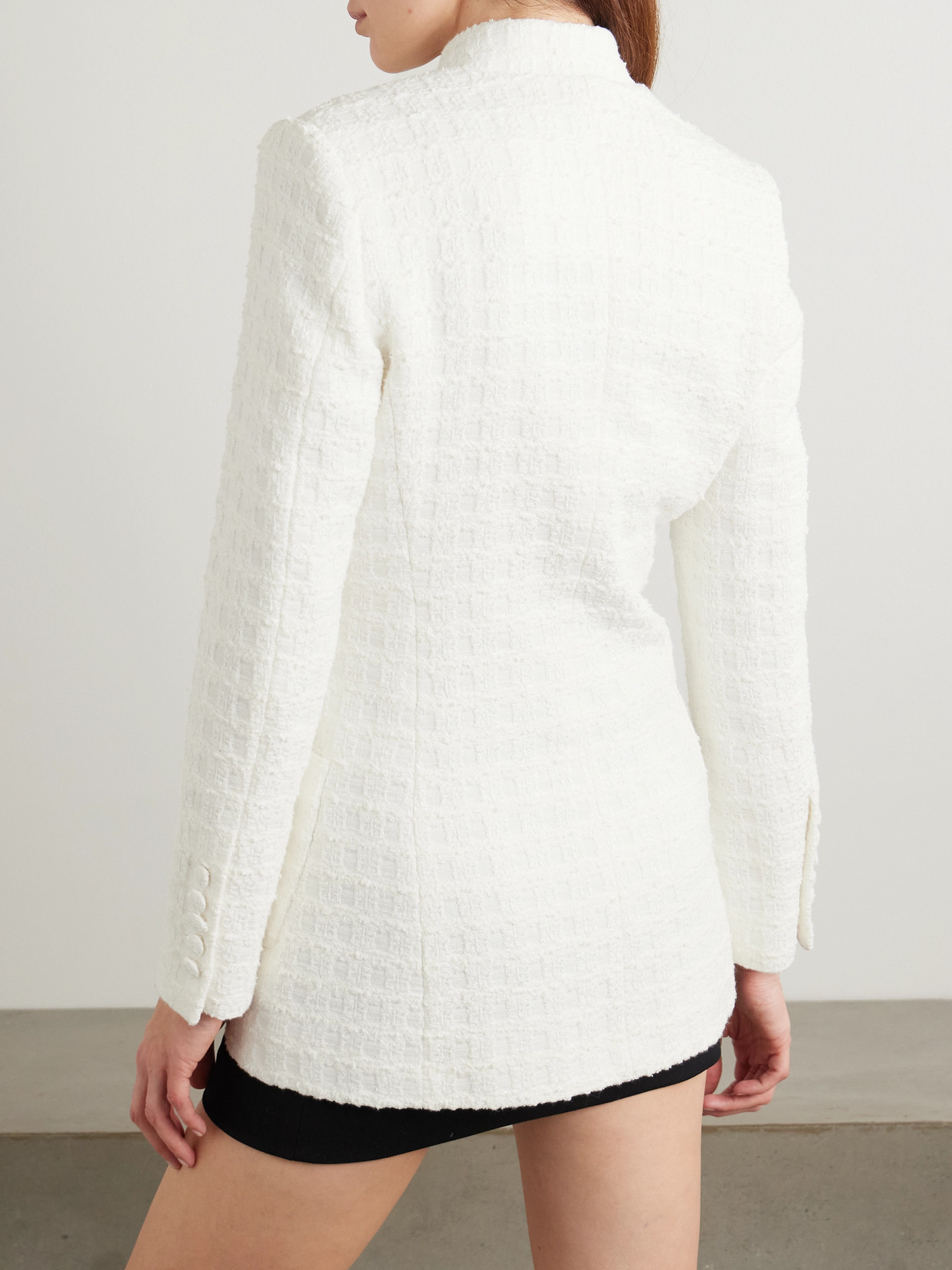 Liberowe Raja Checked Cotton-blend Bouclé-tweed Jacket In White