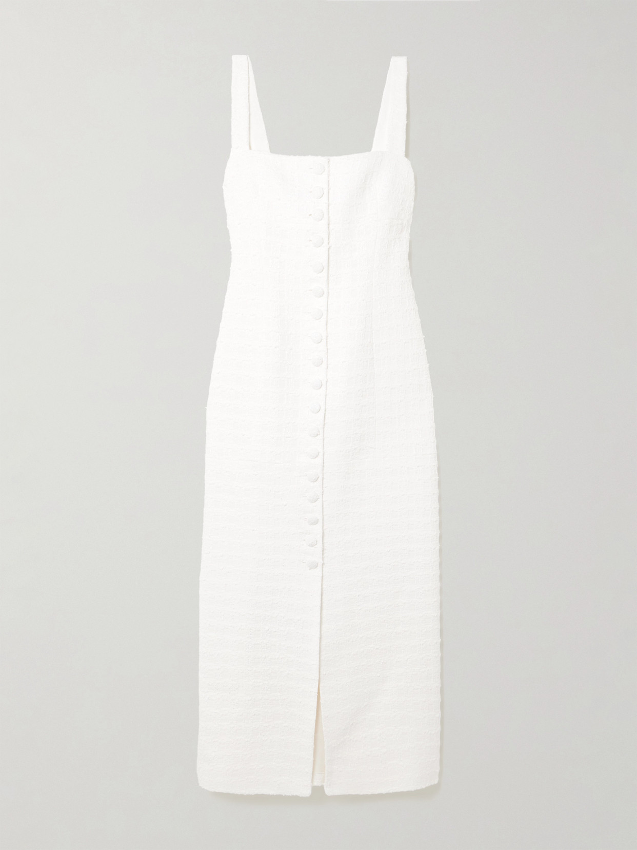 LIBEROWE - Joan Checked Cotton-blend Tweed Midi Dress - White