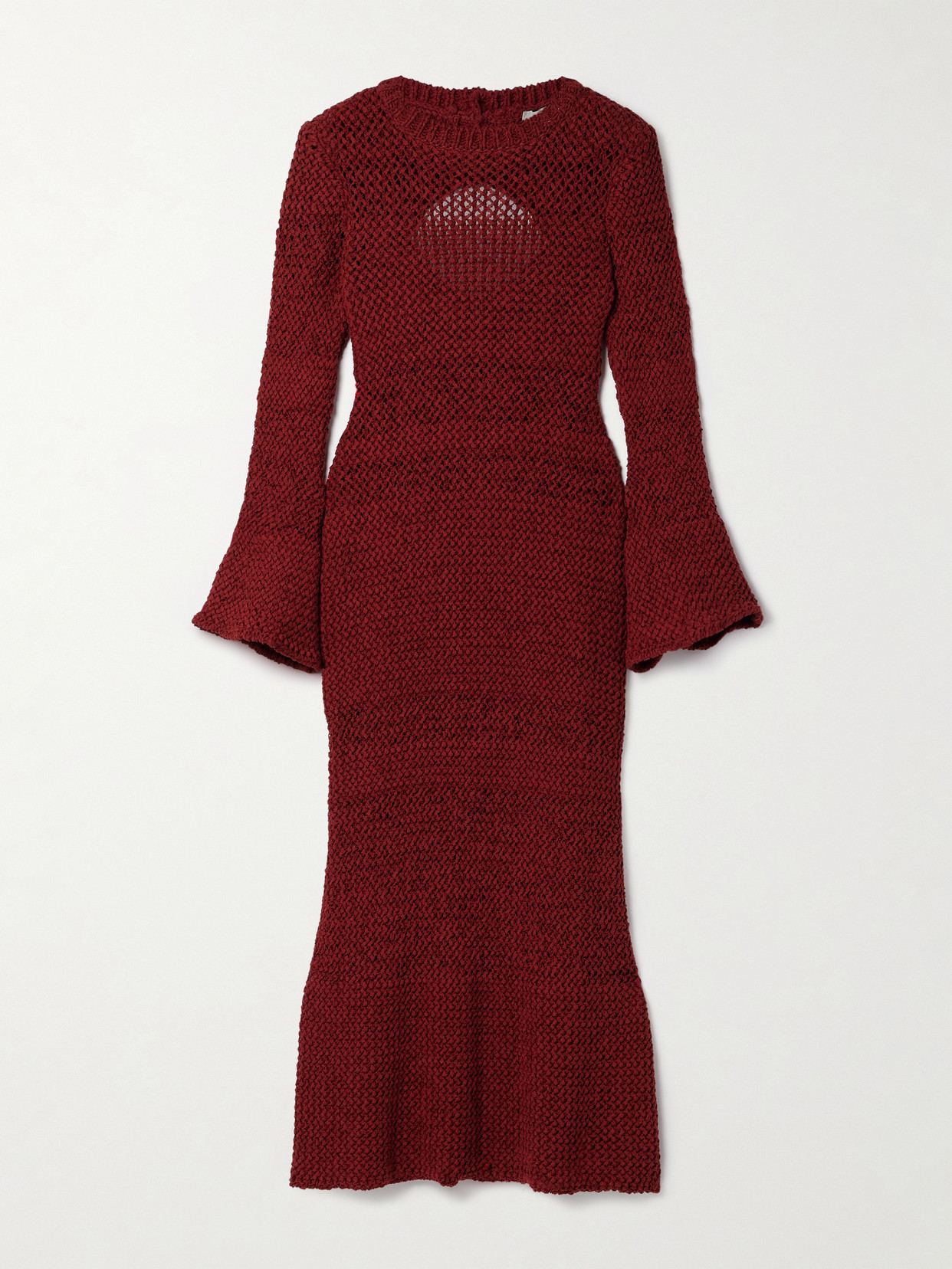 Liberowe Open-knit Organic Cotton-blend Midi Dress In Red