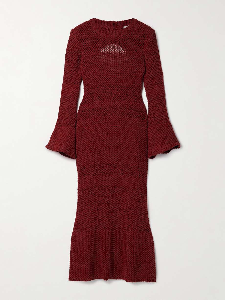 open-knit organic cotton-blend midi dress