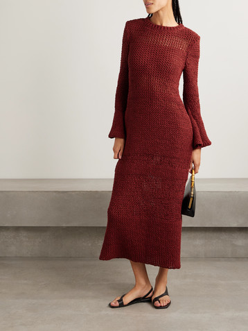 Liberowe Open-knit organic cotton-blend midi dress