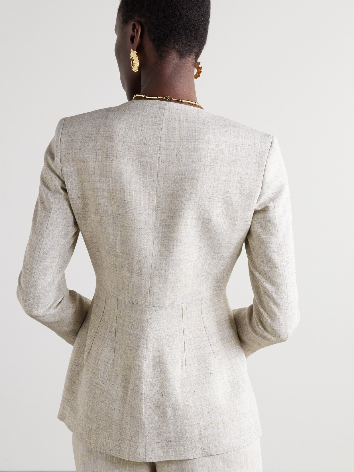 Liberowe Amber Linen Long-sleeved Top In Gray