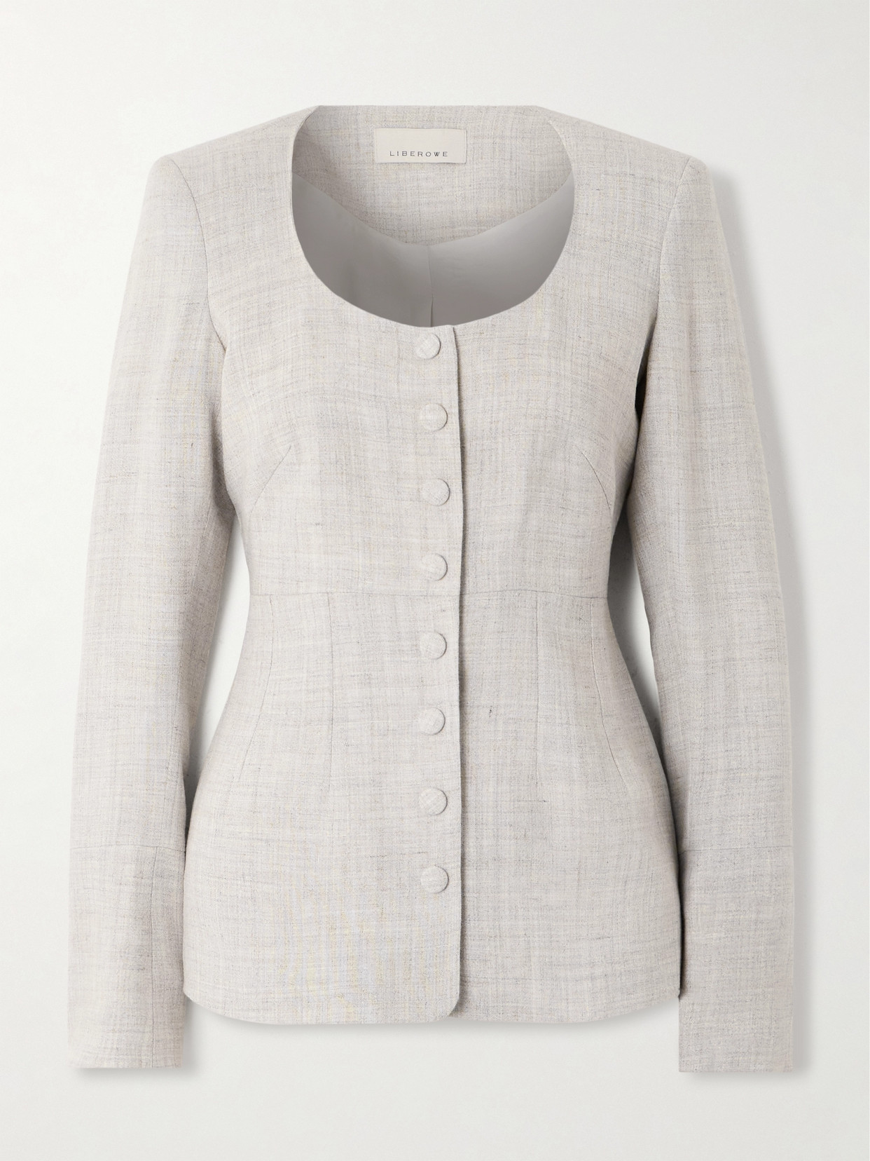 Liberowe Amber Linen Long-sleeved Top In Gray