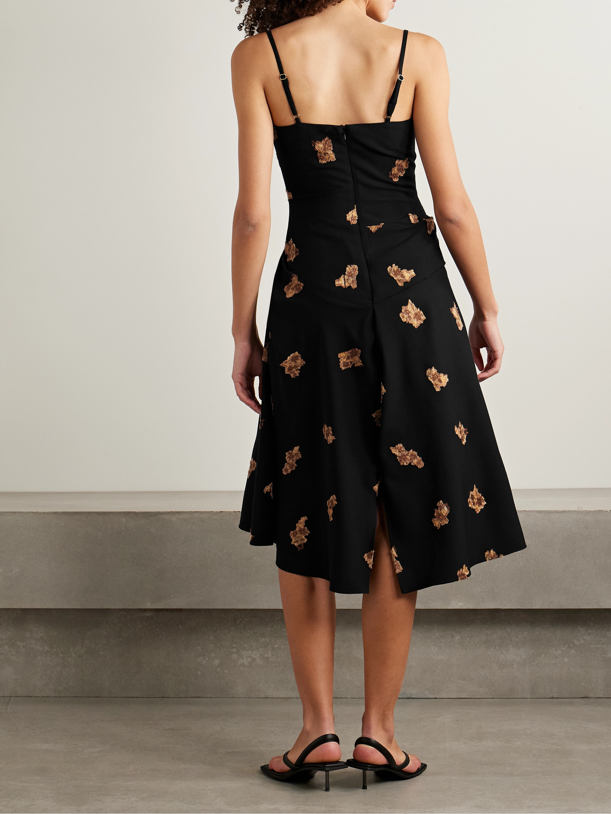 Liberowe Victoria gathered fil coupé wool-blend twill midi dress thumbnail