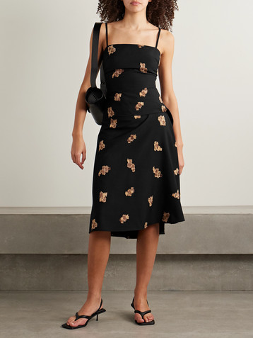 Liberowe Victoria gathered fil coupé wool-blend twill midi dress