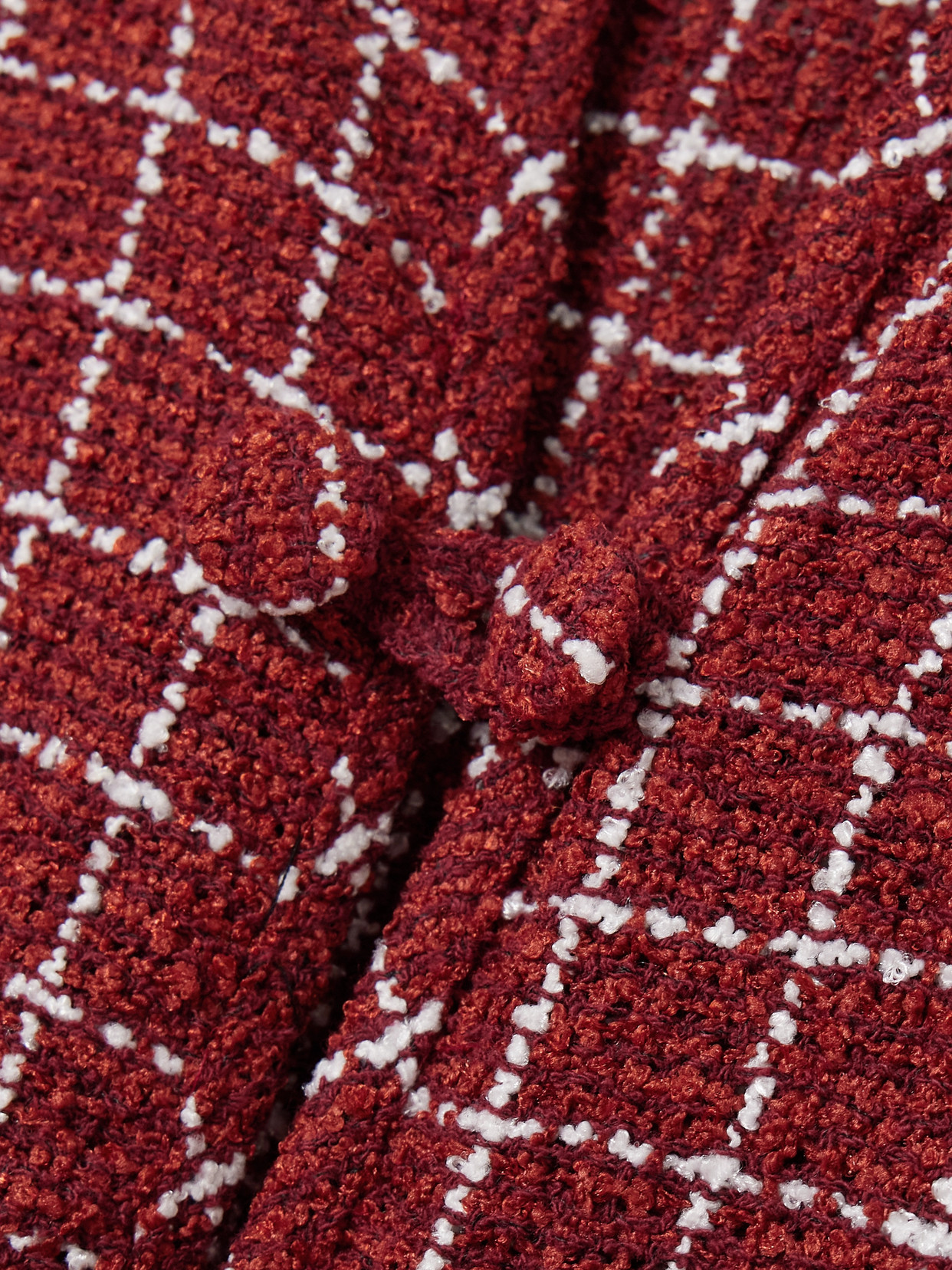 Liberowe Hetty Oversized Checked Bouclé-tweed Shirt In Burgundy