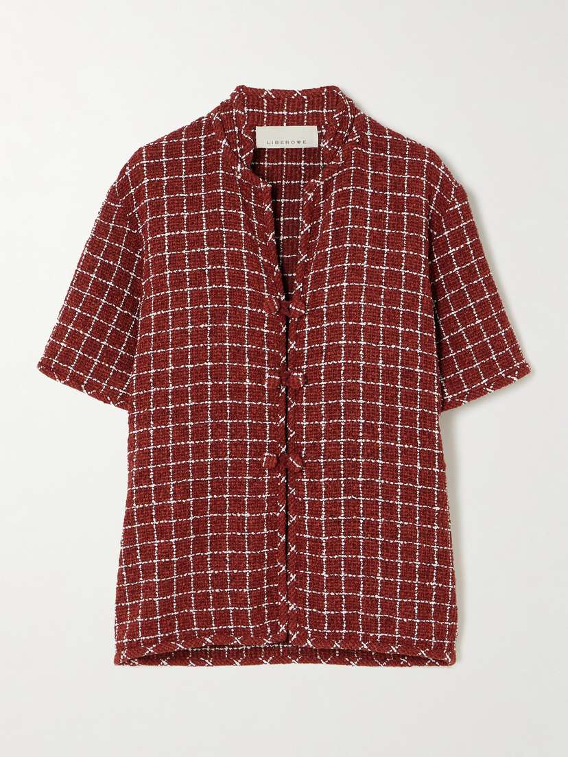 LIBEROWE Hetty Oversized Checked Bouclé-tweed Shirt