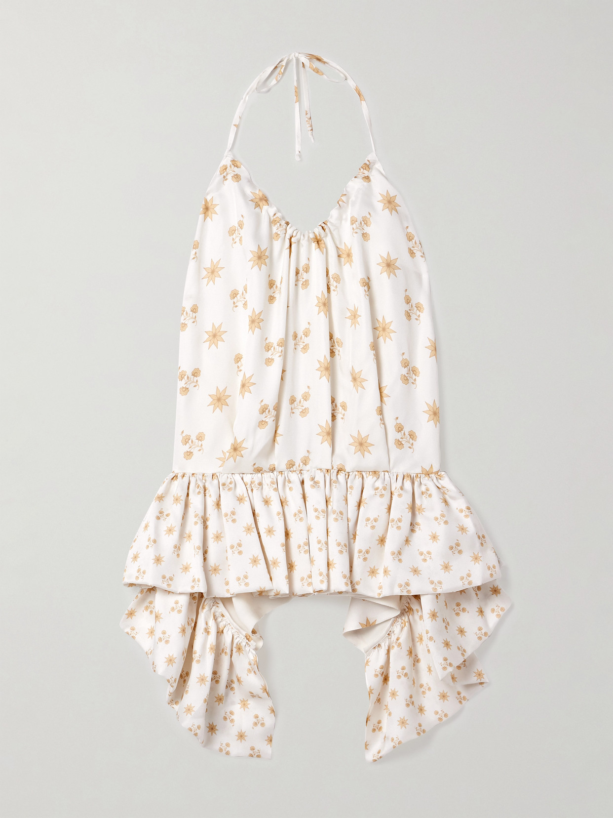 LIBEROWE - Tamara Floral-print Crepe Peplum Halterneck Top - Ivory