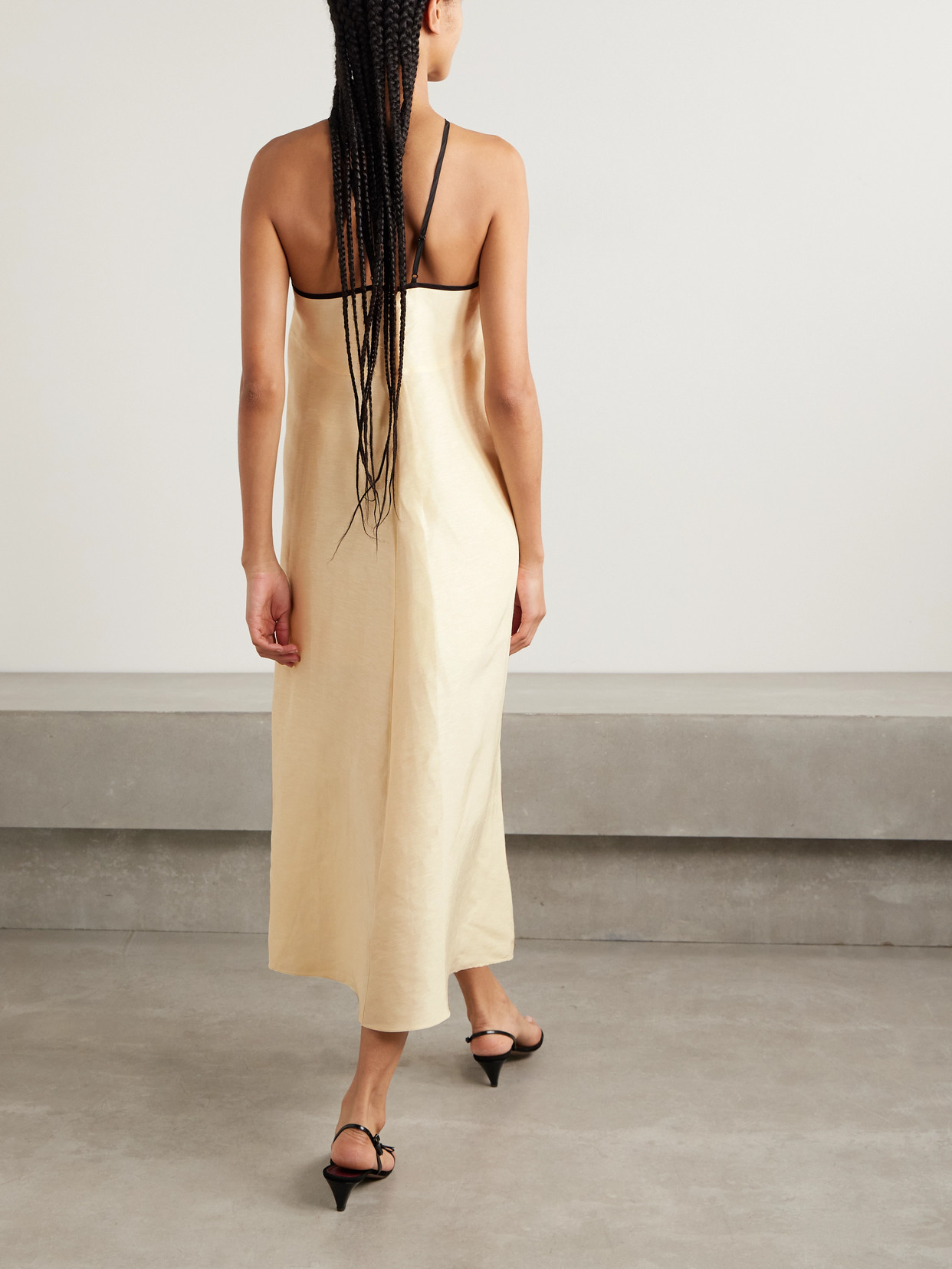 Shop Liberowe Helena Linen-blend Midi Dress In Cream