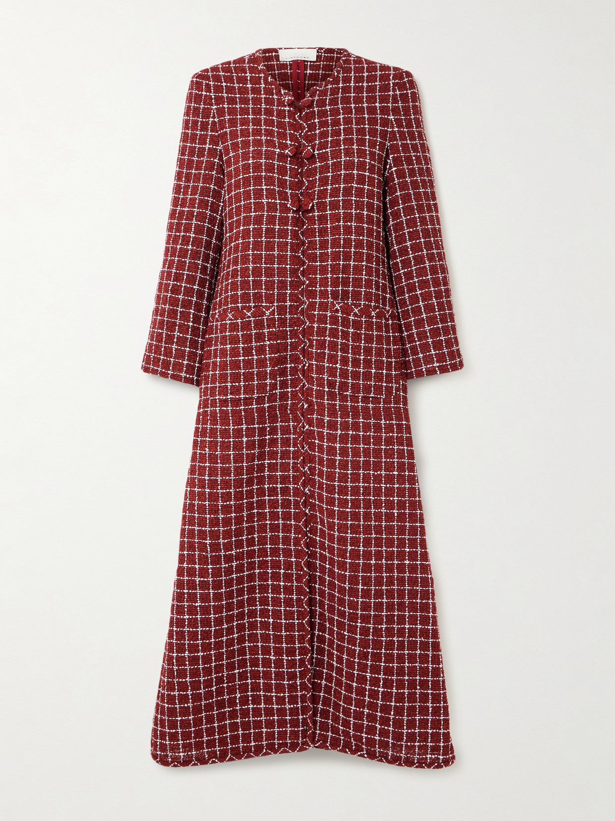 Liberowe Agatha Checked Tweed Coat In Burgundy