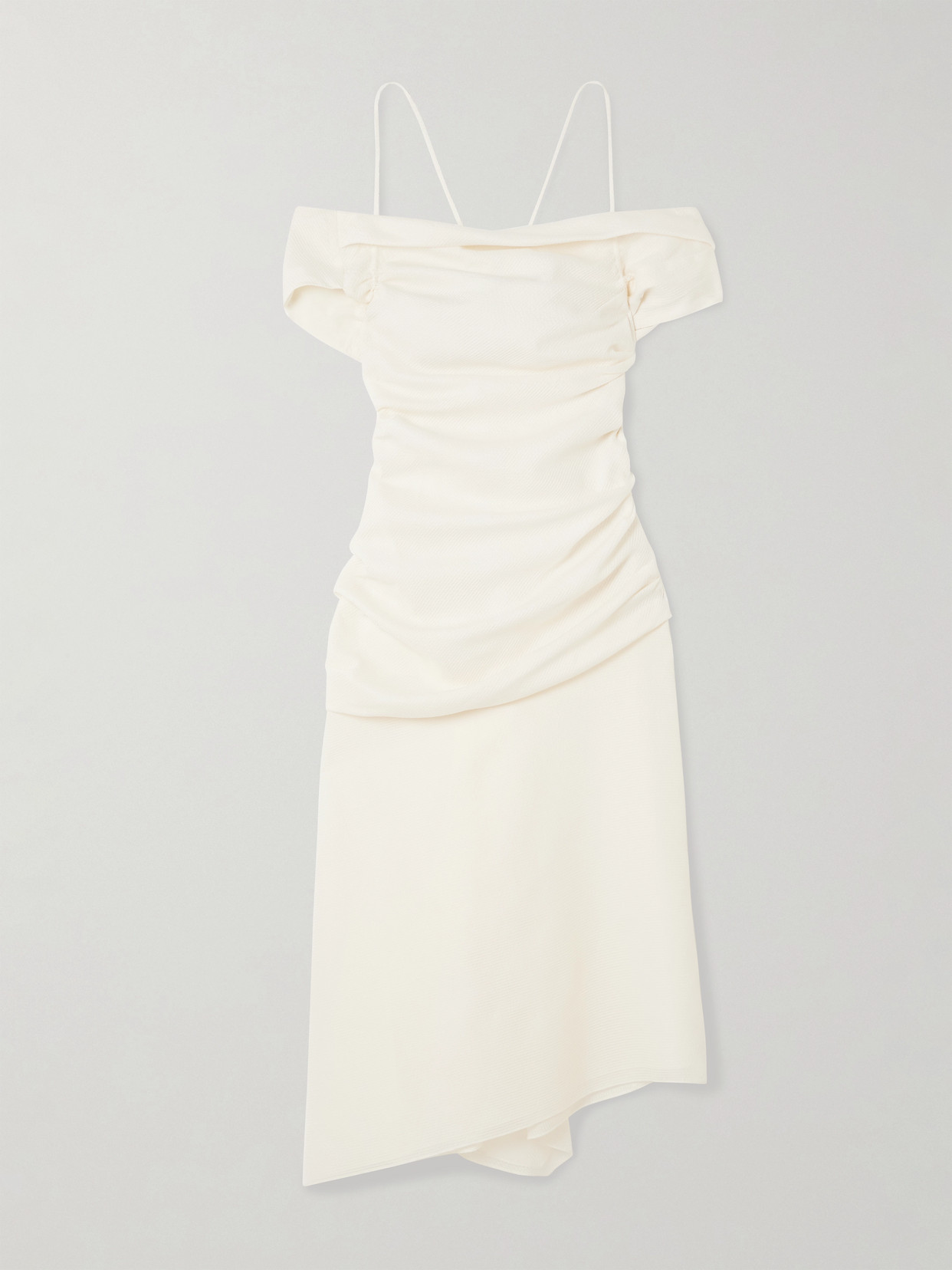 Liberowe Accordion Cold-shoulder Ribbed Cotton And Silk-blend Midi Dress