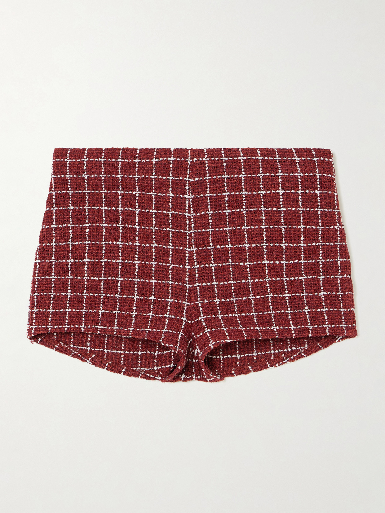 LIBEROWE - Madeline Checked Bouclé-tweed Shorts - Burgundy