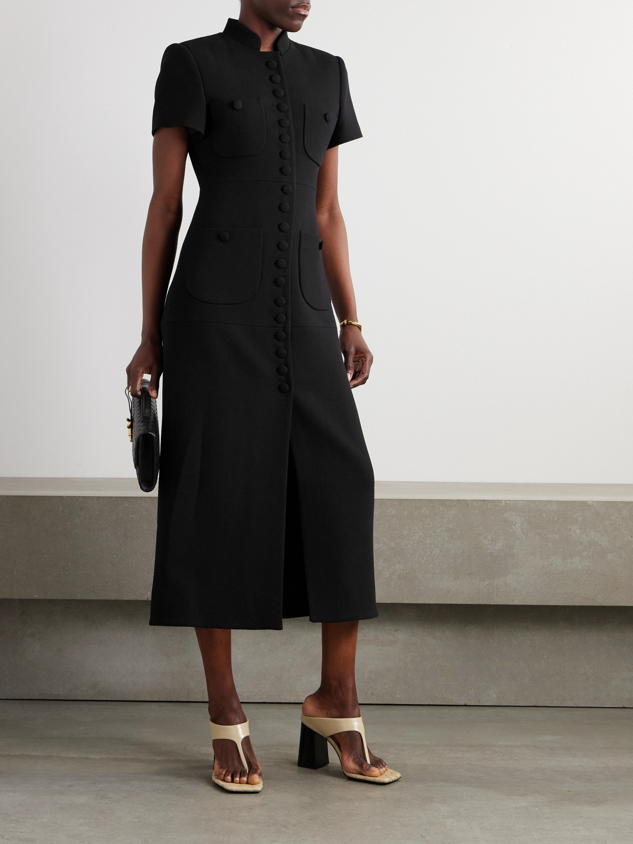 Liberowe Imperial Wool-crepe Midi Dress In Black