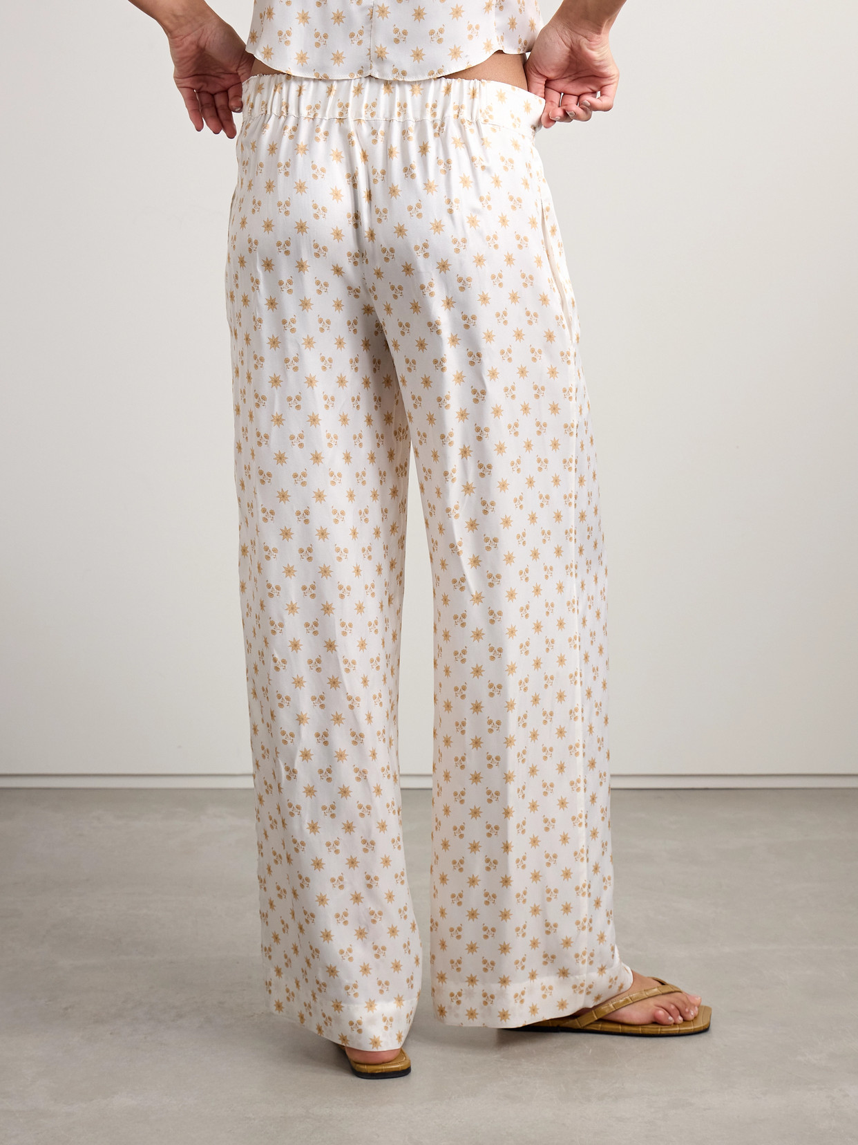 Liberowe Floral-print Twill Wide-leg Pants In White