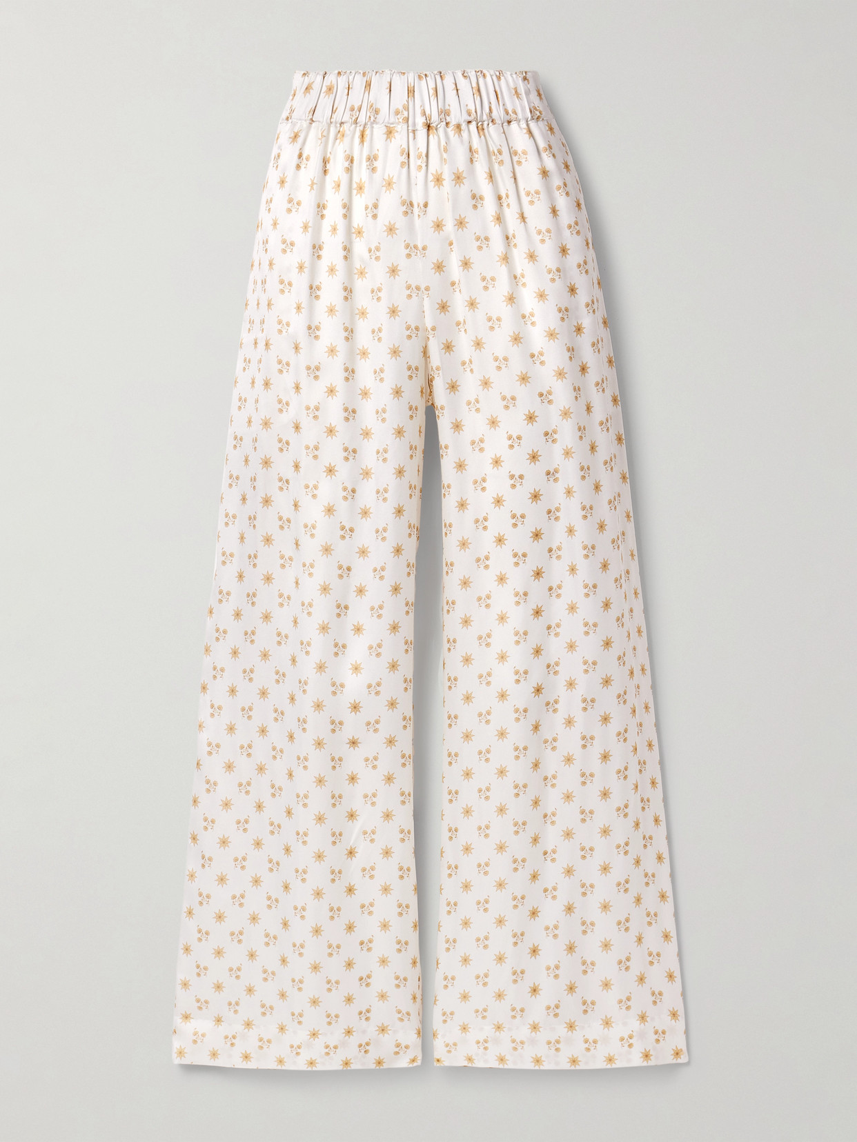 Liberowe Floral-print Twill Wide-leg Pants In White
