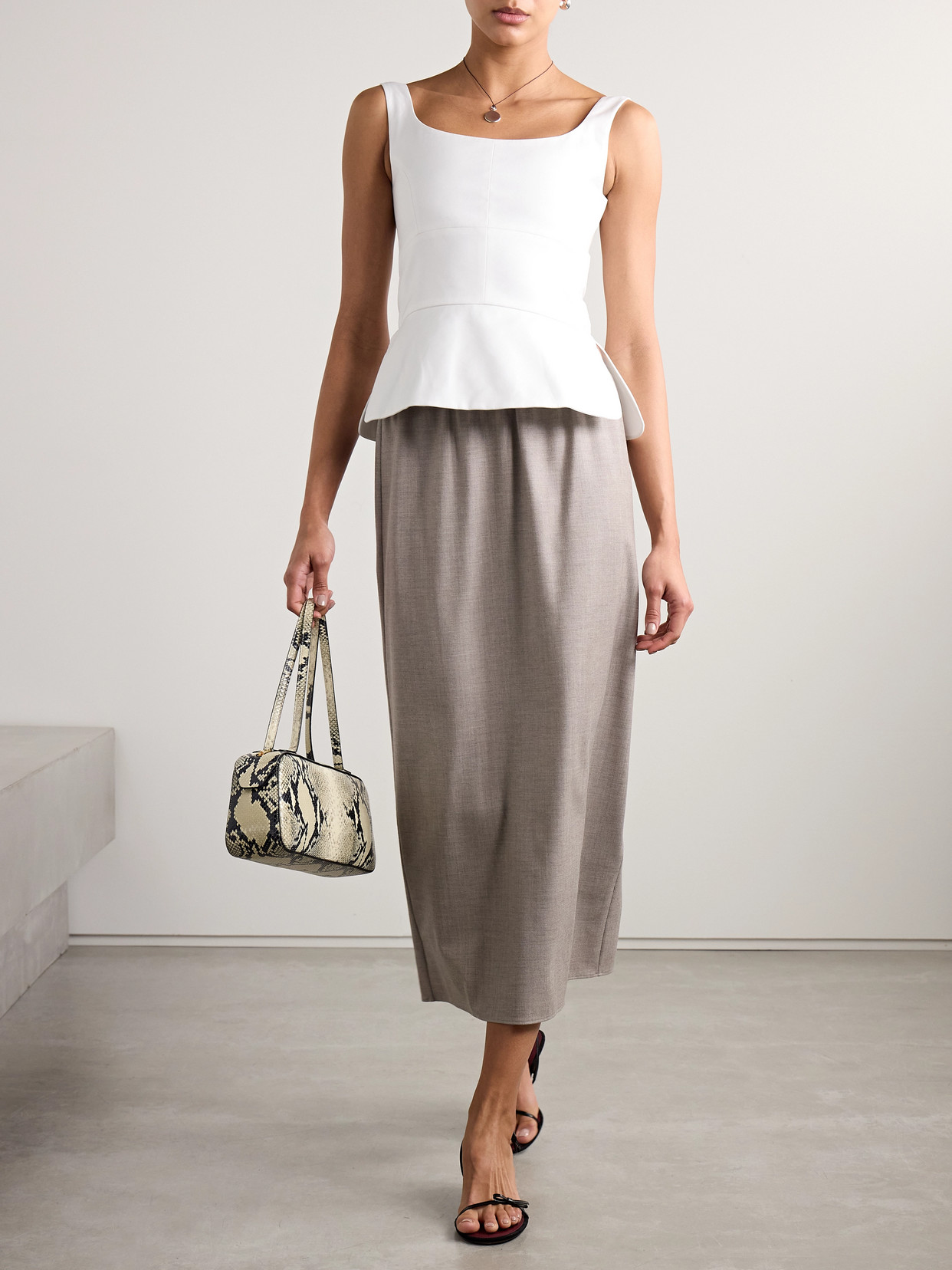 Shop Liberowe Cotton-poplin Peplum Top In White