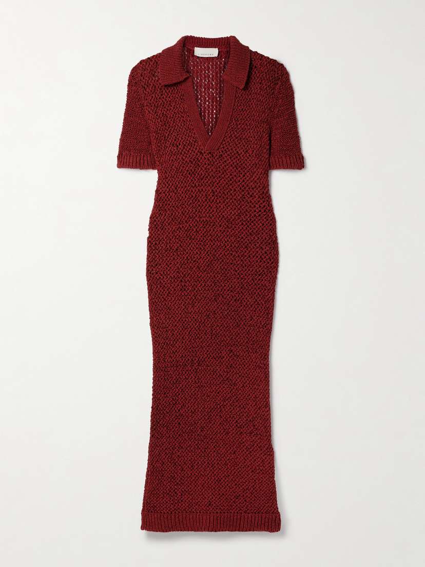 LIBEROWE Open-knit Organic Cotton-blend Maxi Dress