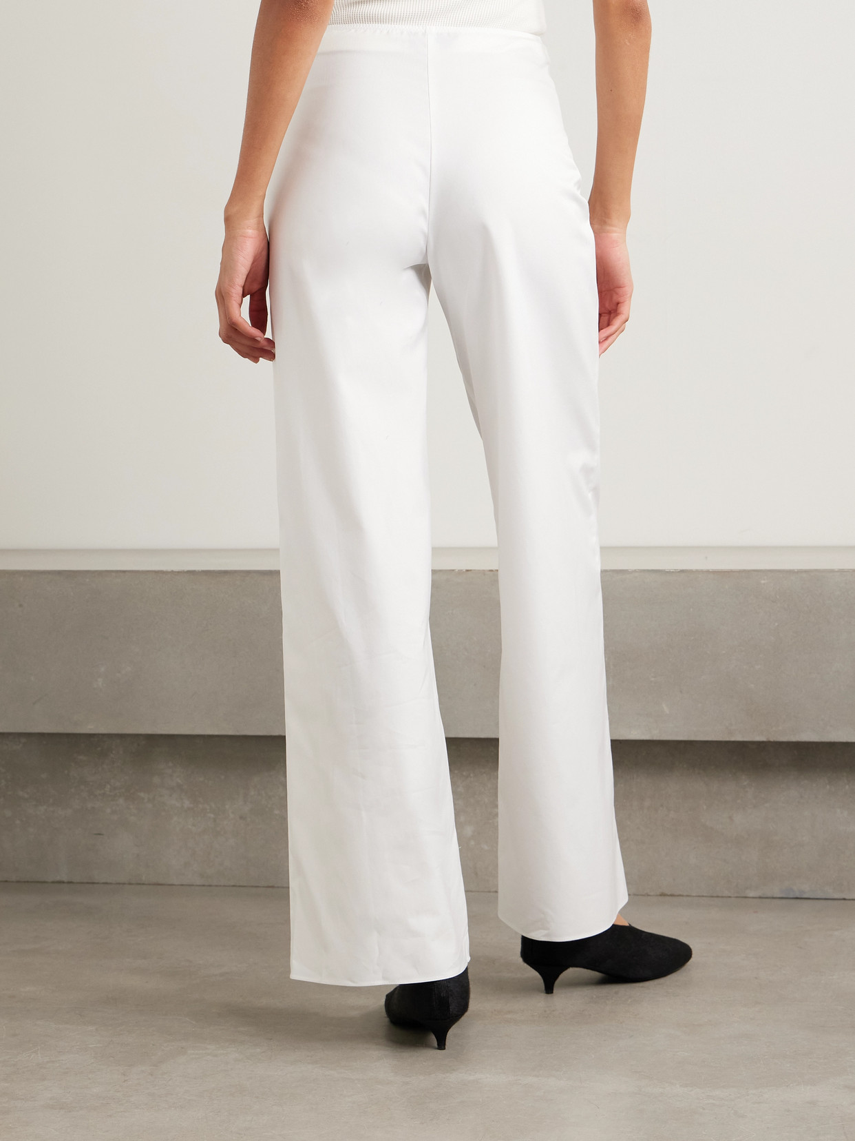 Liberowe Cotton-sateen Wide-leg Pants In White
