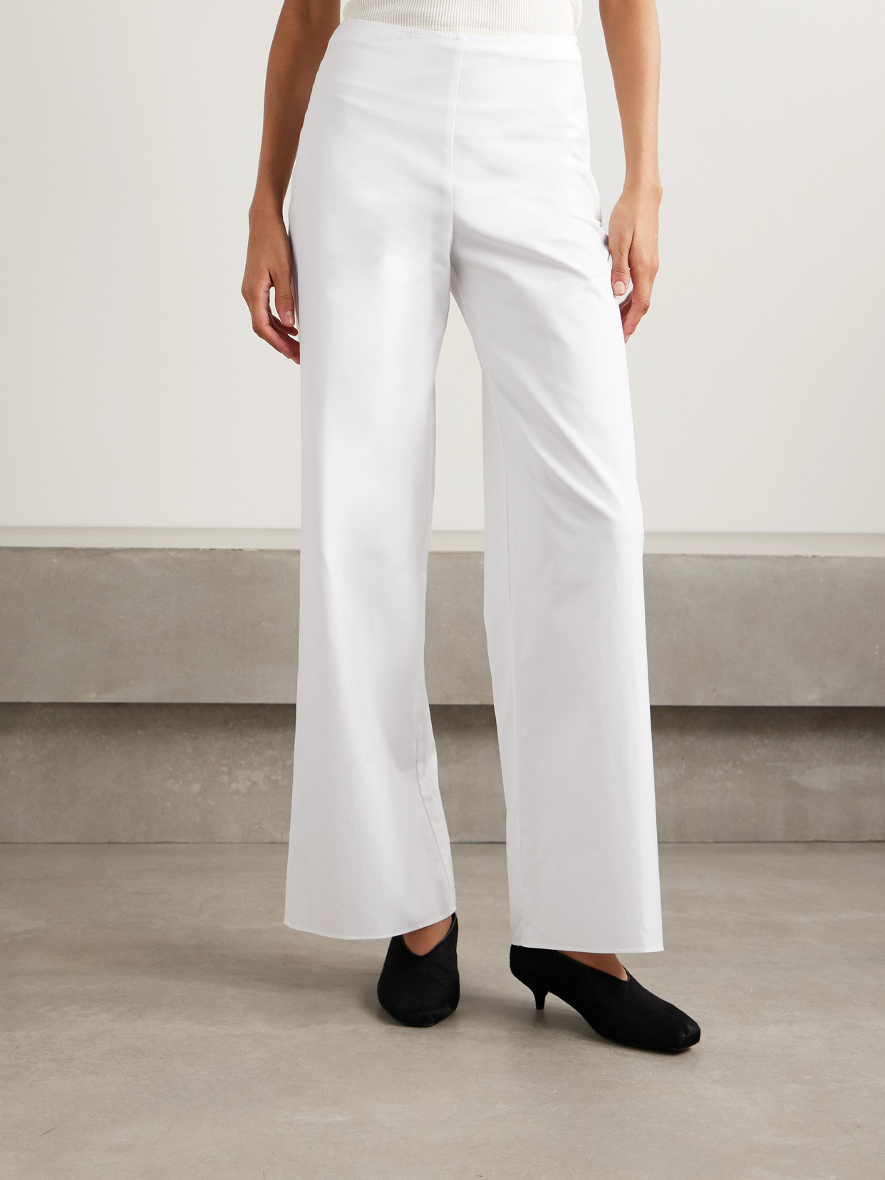 Liberowe Cotton-sateen Wide-leg Pants In White