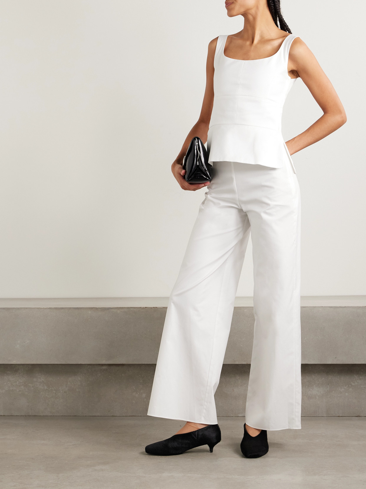 Liberowe Cotton-sateen Wide-leg Pants In White