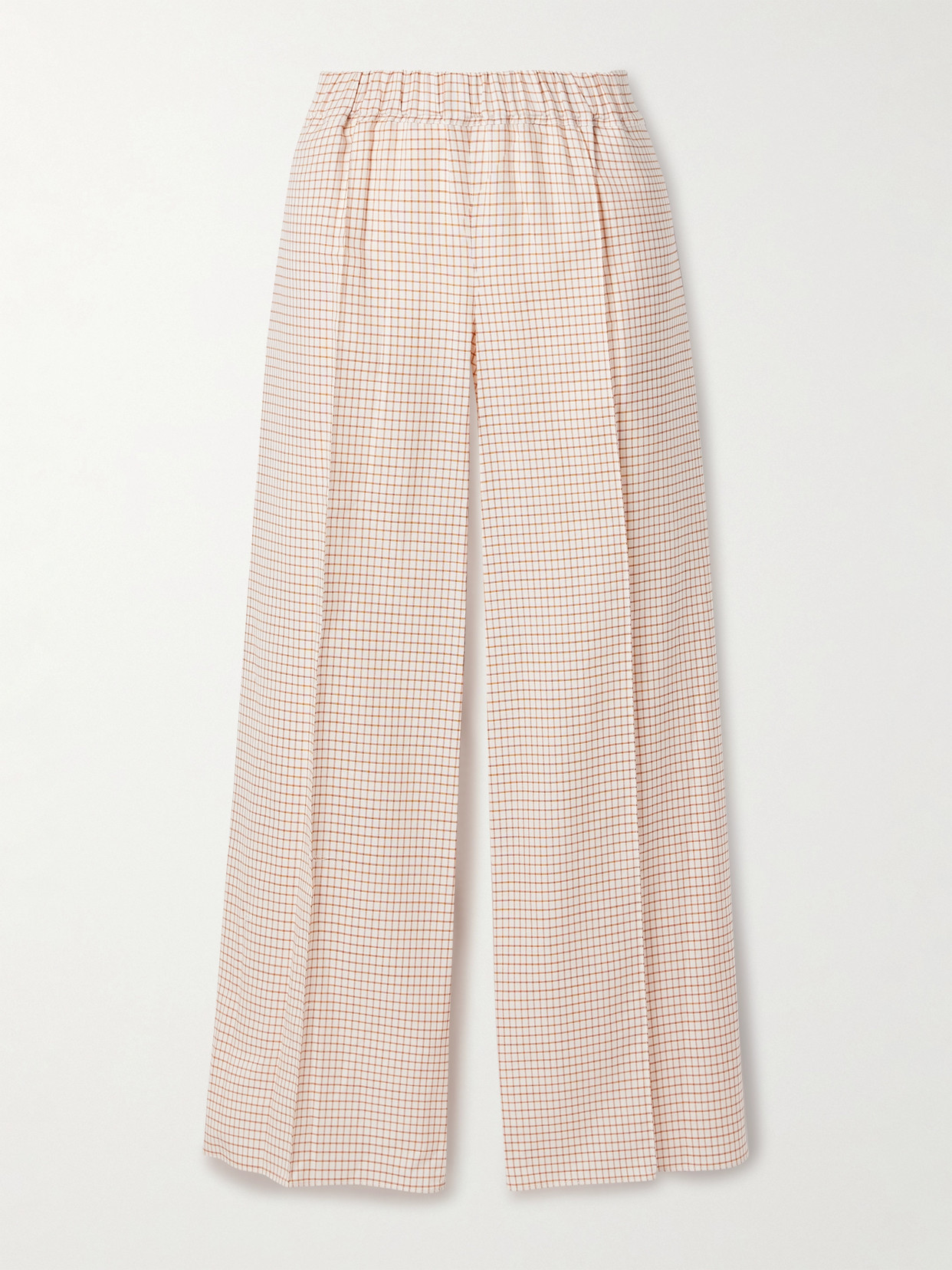 Liberowe Poloma Checked Wool And Cotton-blend Wide-leg Pants In Cream