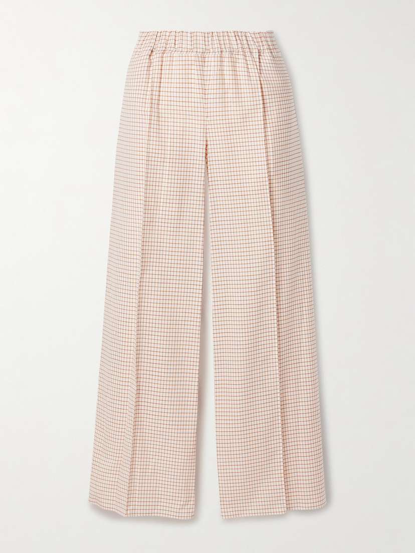 LIBEROWE Poloma Checked Wool And Cotton-blend Wide-leg Pants