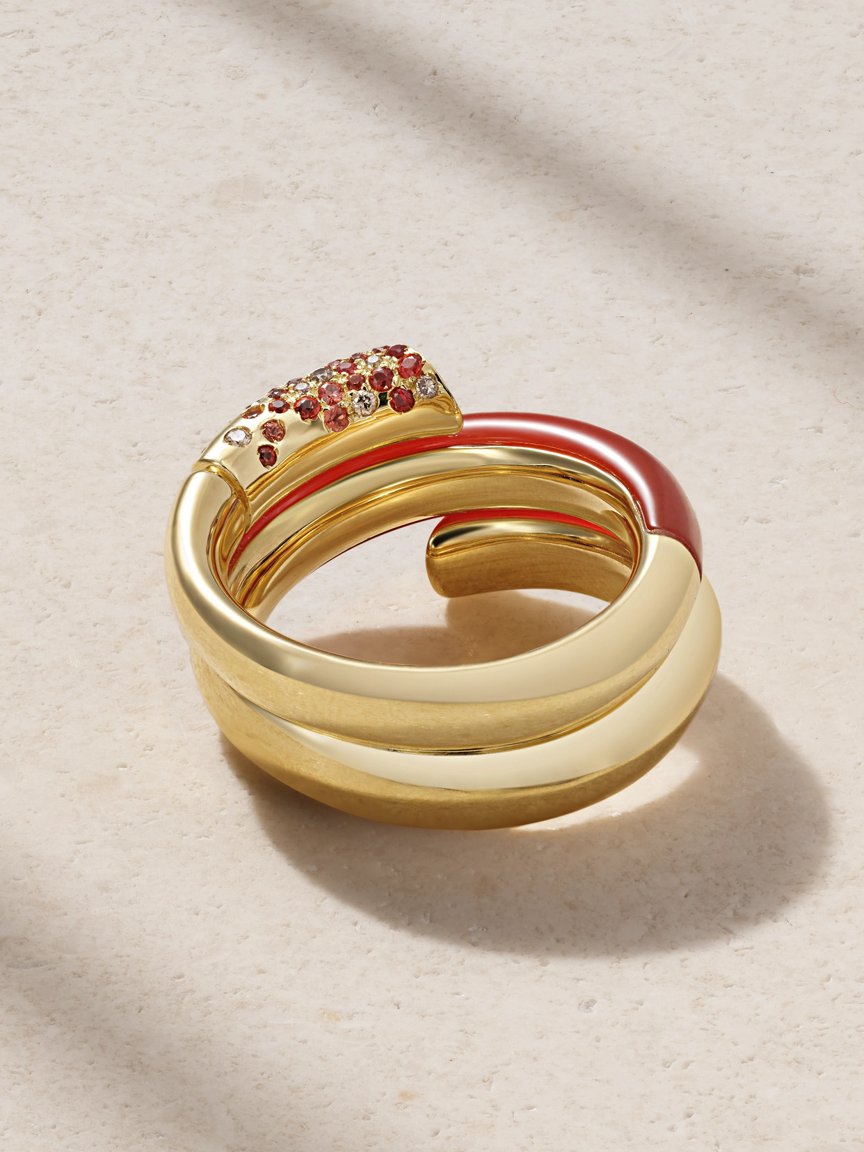 Tabayer Oera Coil 18-karat Gold Multi-stone Ring In Red