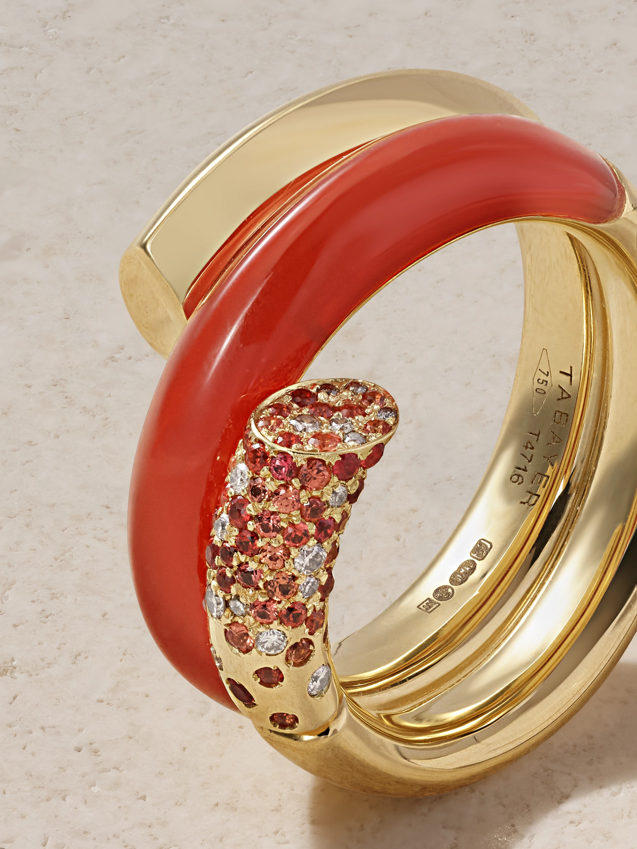 Tabayer Oera Coil 18-karat Gold Multi-stone Ring In Red