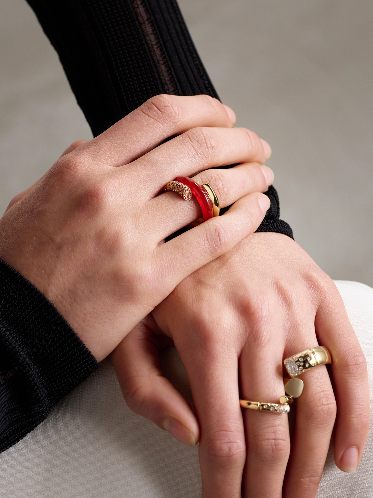 Tabayer Oera Coil 18-karat Gold Multi-stone Ring In Red