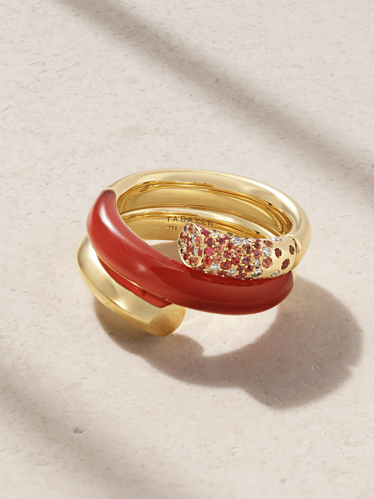 Tabayer Oera Coil 18-karat Gold Multi-stone Ring In Red