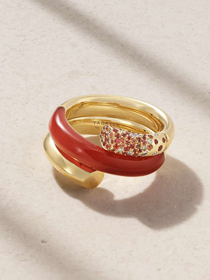 TABAYER Oera Coil 18-karat Gold Multi-stone Ring