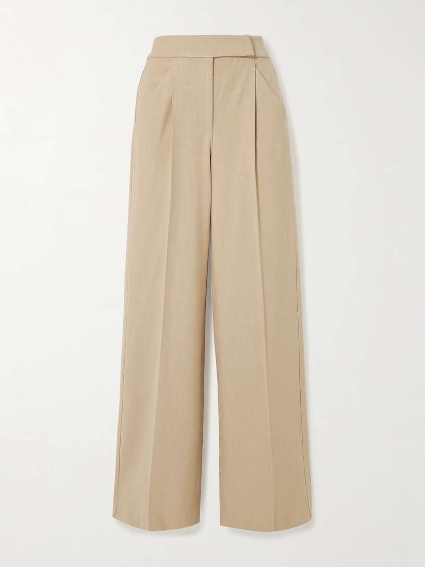 Veronica Beard Marbeau Pleated Woven Wide-leg Pants