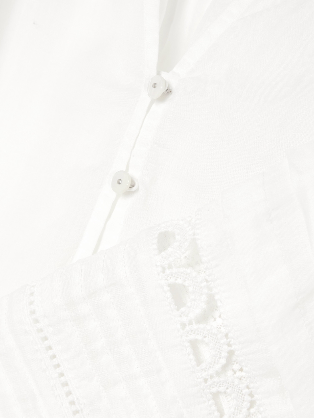 Veronica Beard Ailani Crochet-trimmed Pintucked Ramie-voile Blouse In Off-white