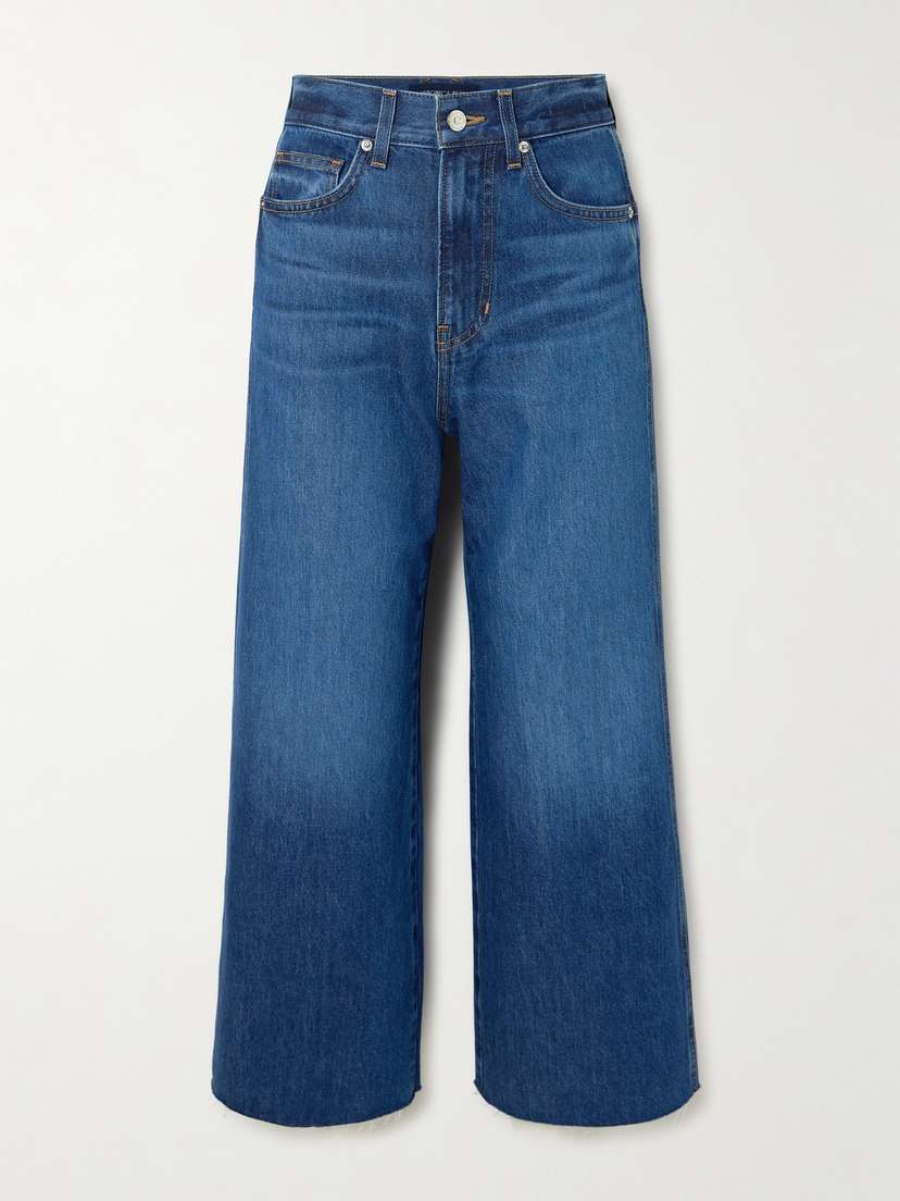 Veronica Beard Taylor Frayed High-rise Wide-leg Jeans