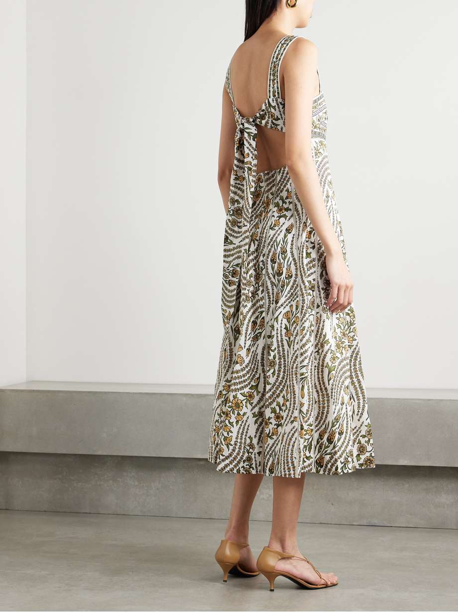 rye open-back floral-print linen midi dress