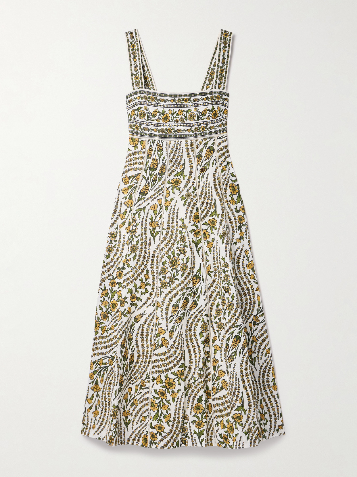 VERONICA BEARD RYE OPEN-BACK FLORAL-PRINT LINEN MIDI DRESS