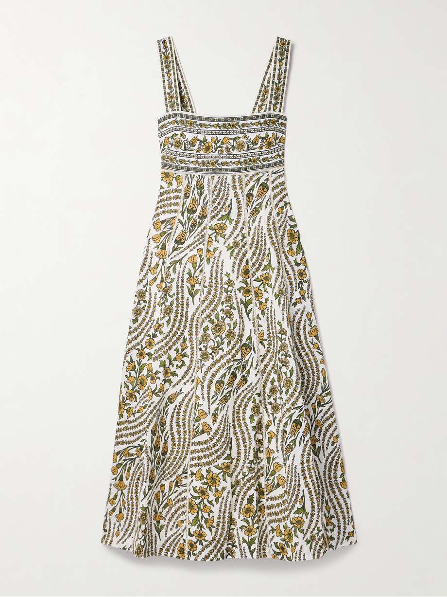 rye open-back floral-print linen midi dress