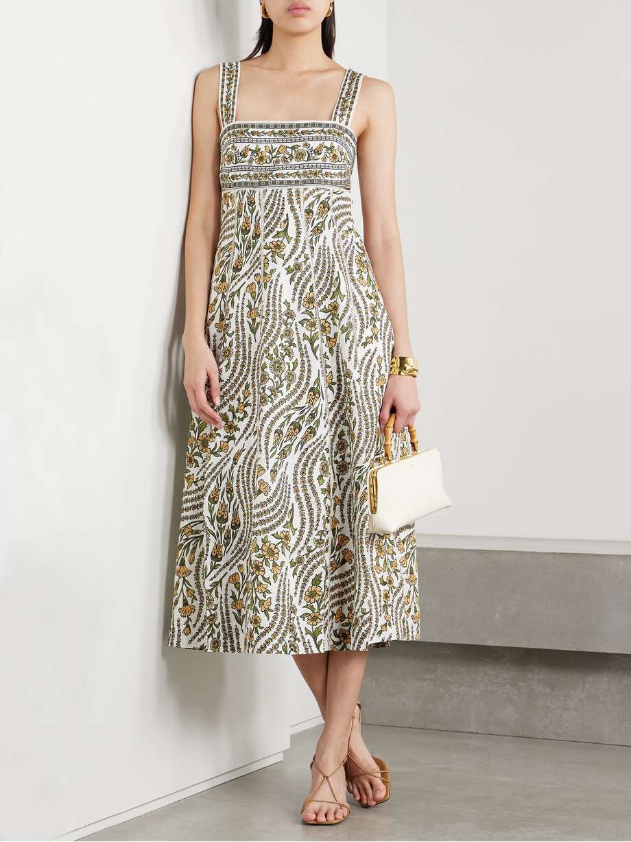 rye open-back floral-print linen midi dress