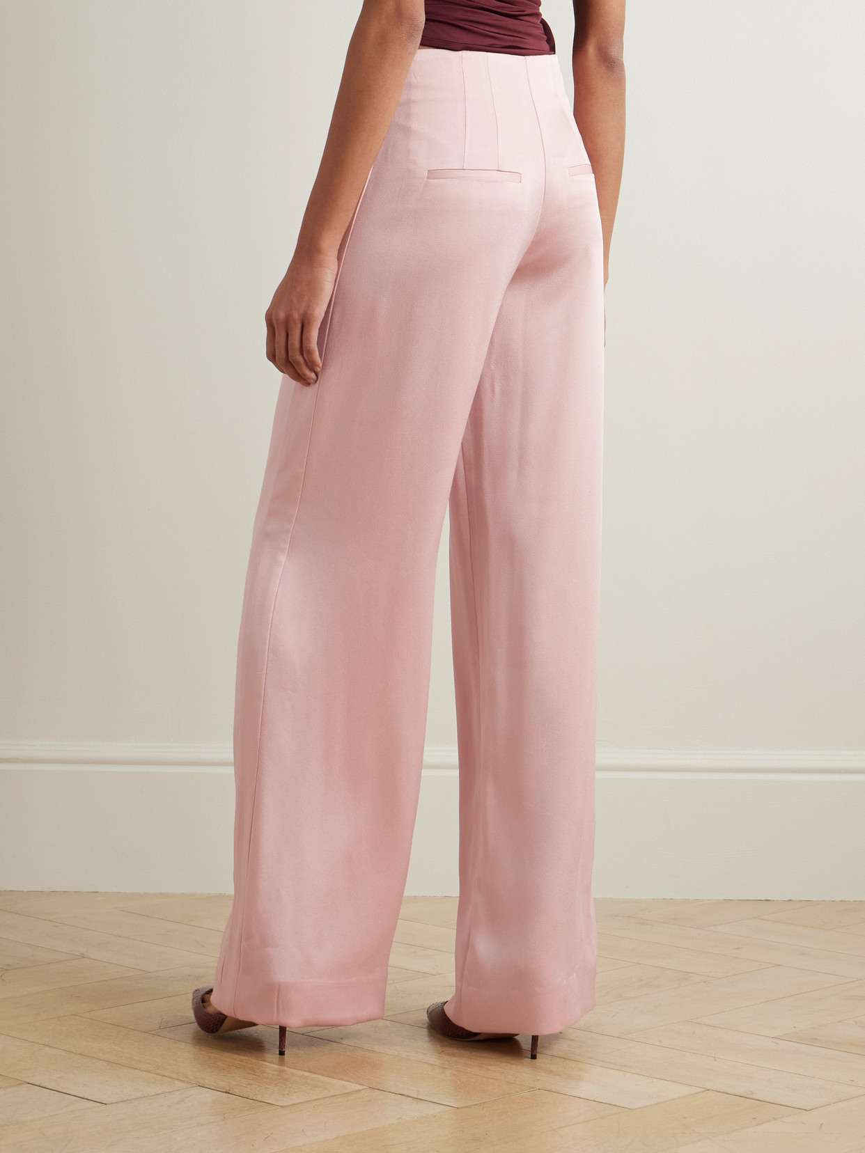 Veronica Beard Ronin Crepe Wide-leg Pants In Pink