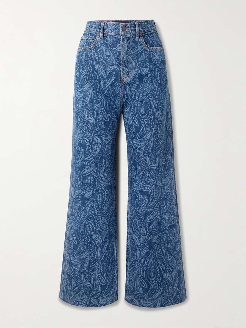 Veronica Beard Taylor Paisley-print High-rise Wide-leg Jeans