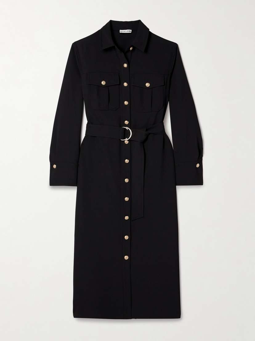 Veronica Beard Jaden Belted Twill Midi Shirt Dress