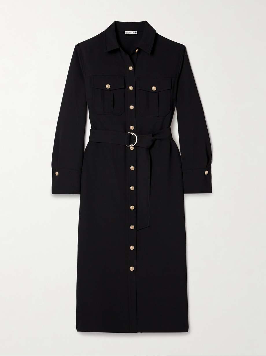 jaden belted twill midi shirt dress